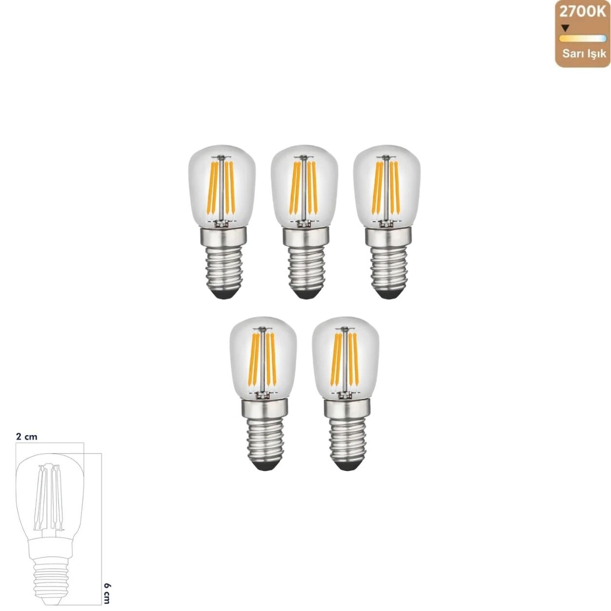 Heka ST26 Rustik LED Ampul 2W E14 2700K Sarı Işık ERD-69 (5'li Paket)