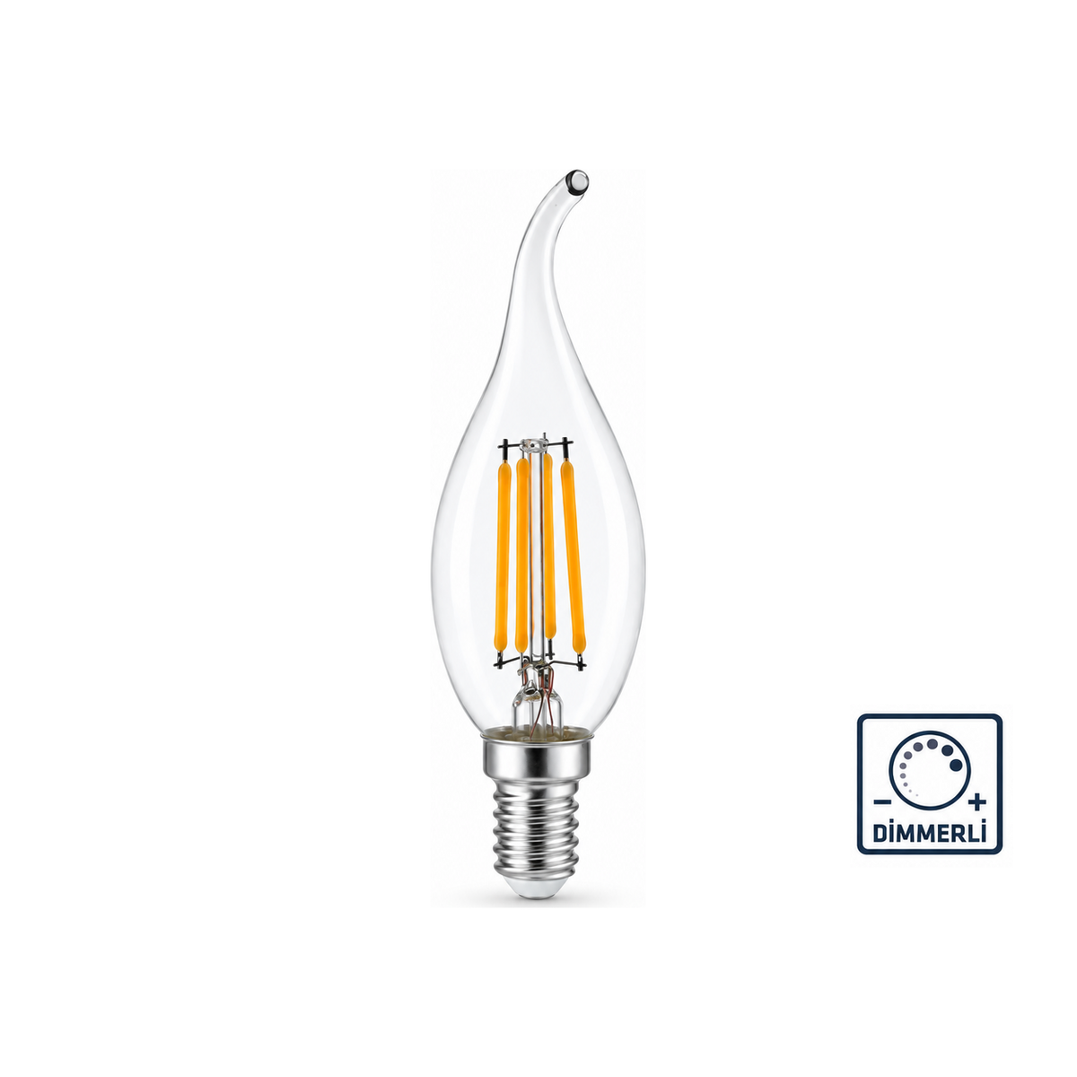 Heka T35 Şeffaf Cam Kıvrık LED Ampul 6W E14 3000K Gün Işığı ERD-309