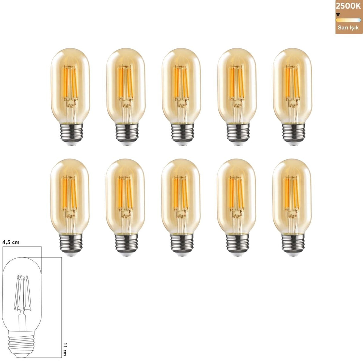 Heka T45 Bal Cam LED Ampul 7W E27 2500K Sarı Işık ERD-317 (10'lu Paket)