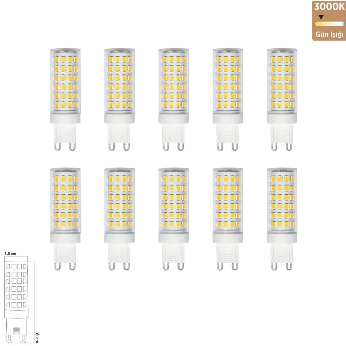 Heka Uzun Mısır Şeffaf LED Ampul 7W G9 3000K Gün Işığı ERD-289 (10'lu Paket)