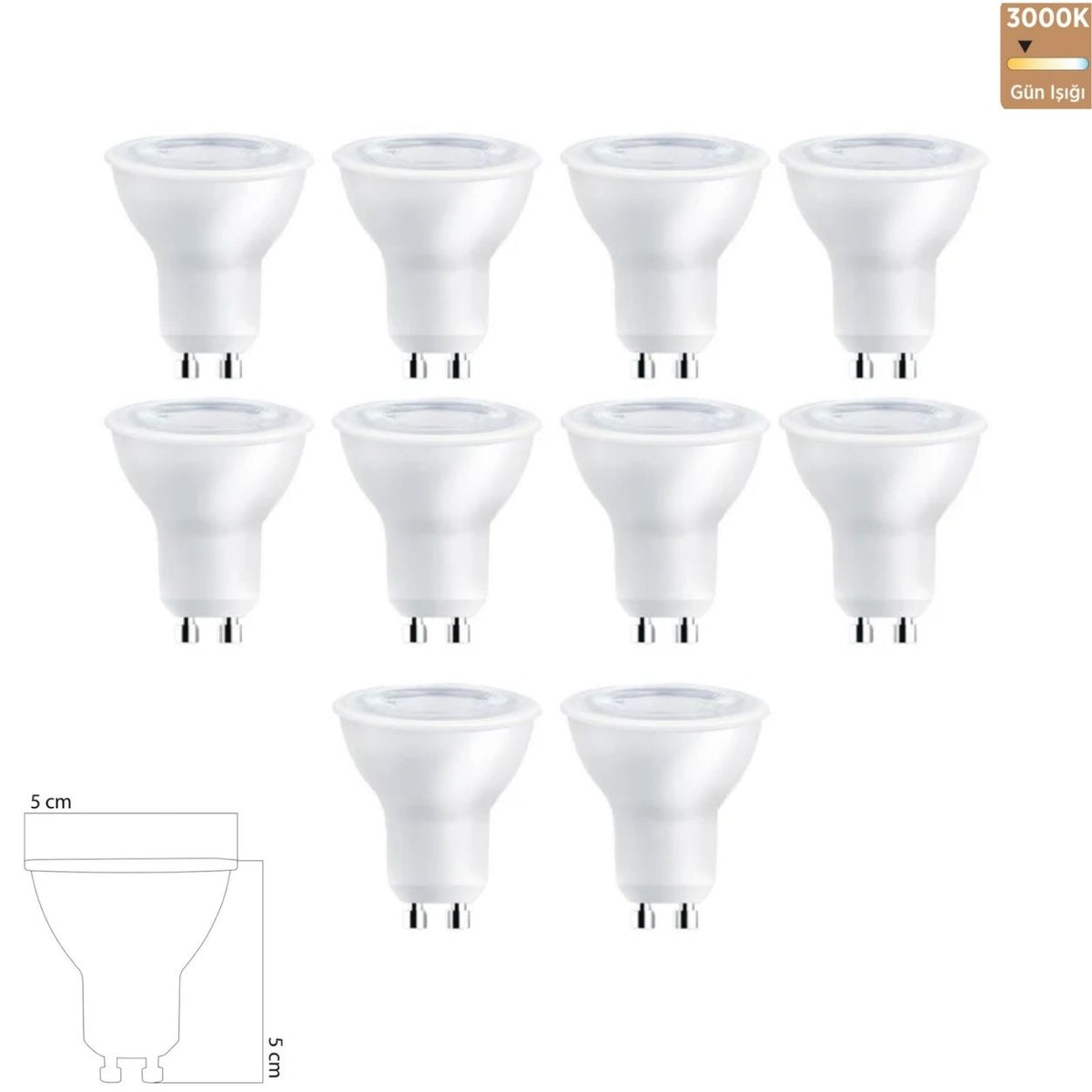 Heka 220V Cob LED Ampul 6W GU10 3000K Gün Işığı ERD-284 (10'lu Paket)