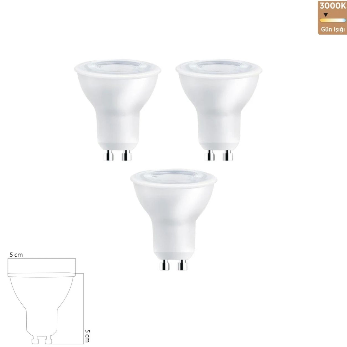 Heka 220V Cob LED Ampul 6W GU10 3000K Gün Işığı ERD-284 (3'lü Paket)