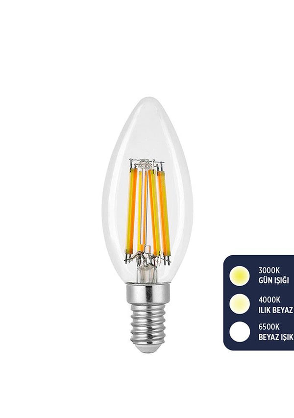 Heka 3 Renkli Led Filament Rustik Ampul 6W E14 C35 ERD-260 - Aydınlatmacıyız