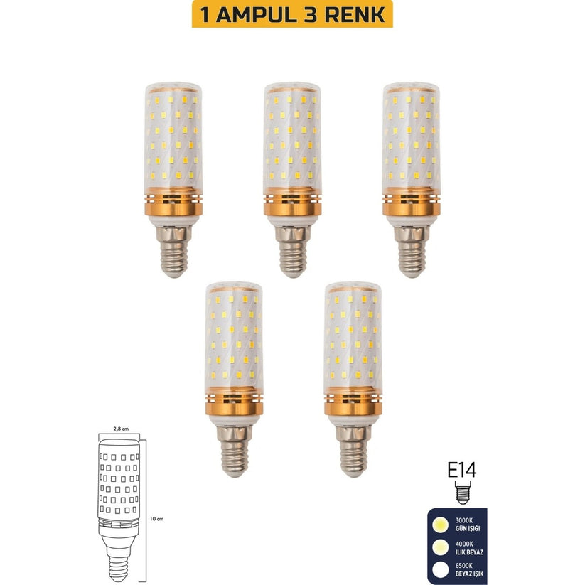 Mısır Şeffaf 10W Üç Renkli E14 LED 5'li Ampul ERD-306 – Aydınlatmacıyız