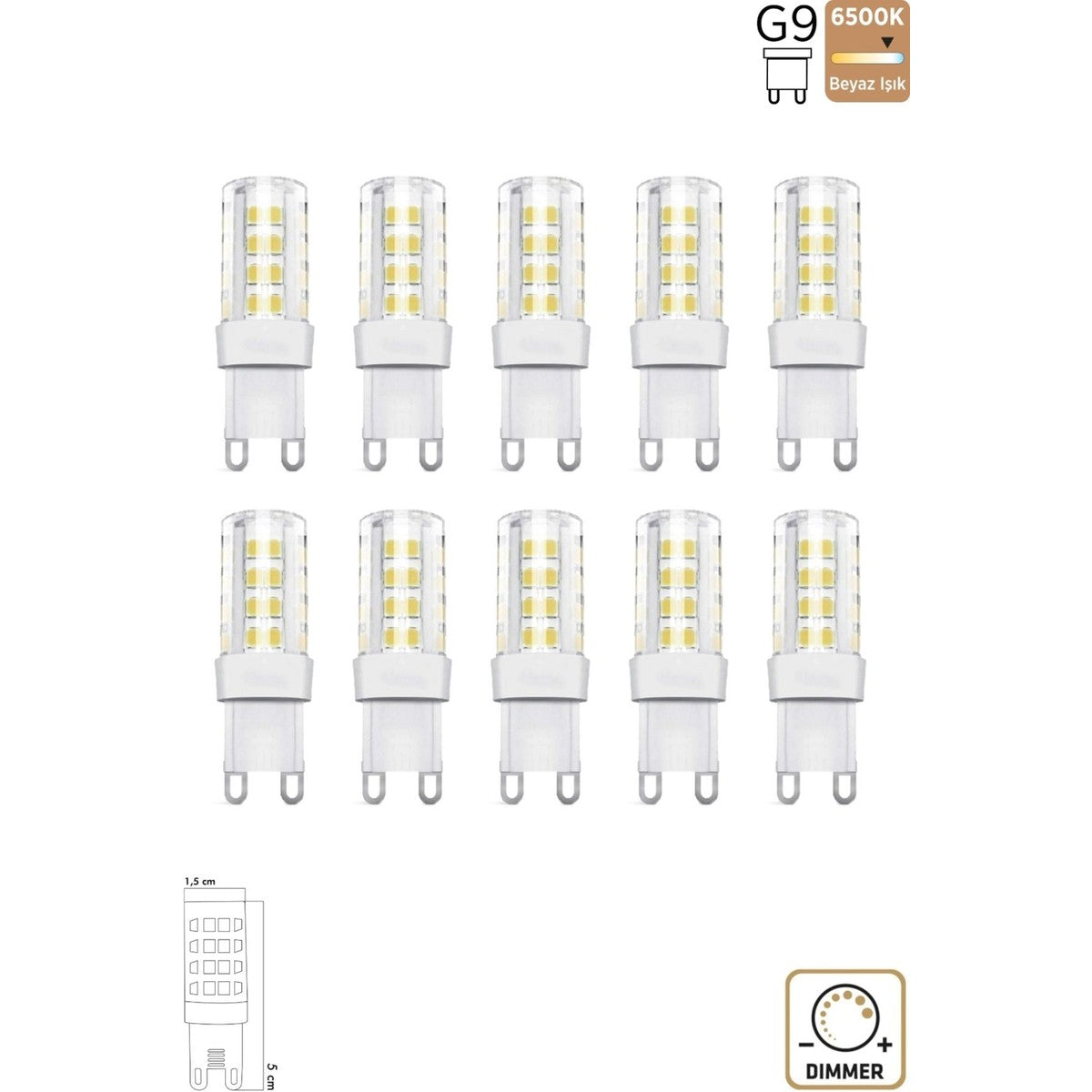 Mısır Şeffaf 5W 6500K G9 LED Ampul 10'lu ERD-305